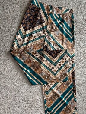 Cider paisley faux satin pants